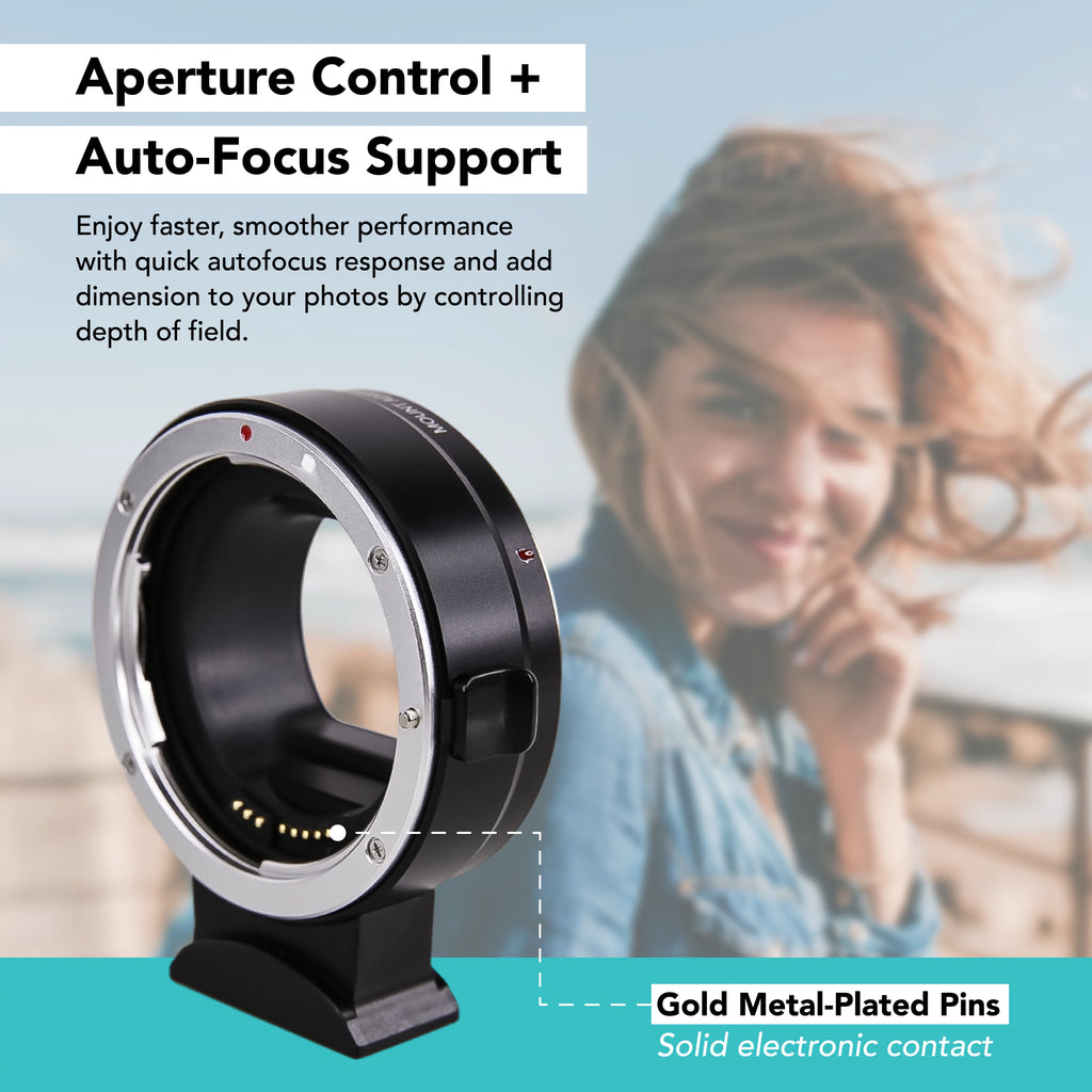 Foto&Tech EF-EOS R Mount Adapter, Auto-Focus Lens Mount Converter Compatible with EF EF-S Lens, EOS R R5 R6 RP Mirrorless Digital Camera Body and Red Digital Cinema Mount