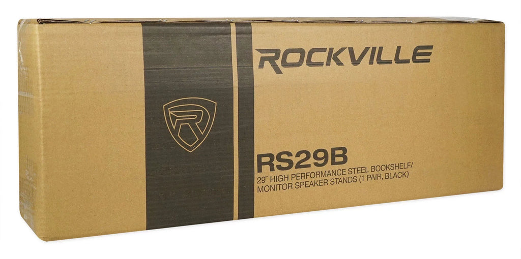 Pair Rockville RS29B 29" Steel Bookshelf Speaker and Studio Monitor Stands - Black