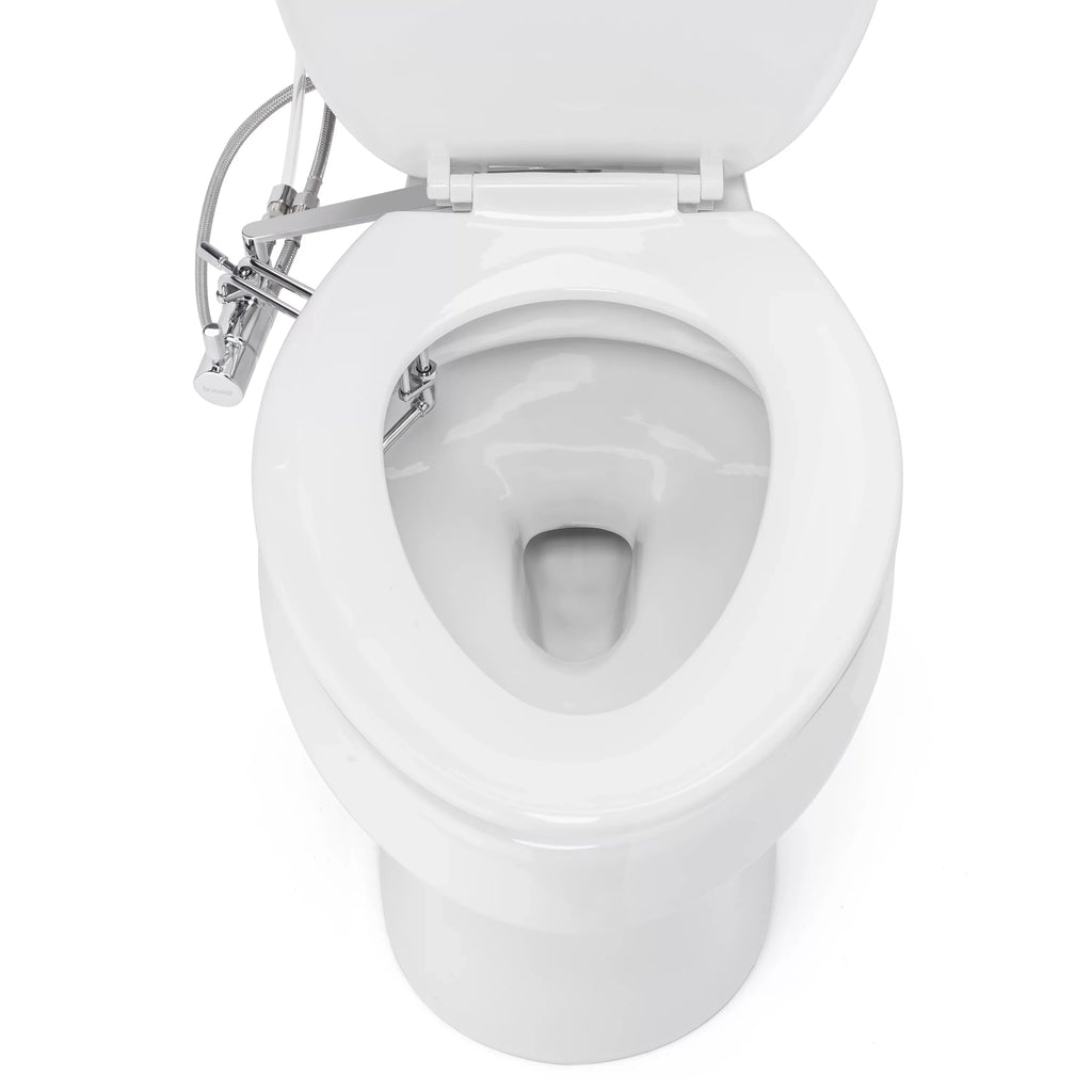 Brondell Side-Mounted All Metal Attachable Bidet with Adjustable Spray Wand, Dual Temperature in Silver