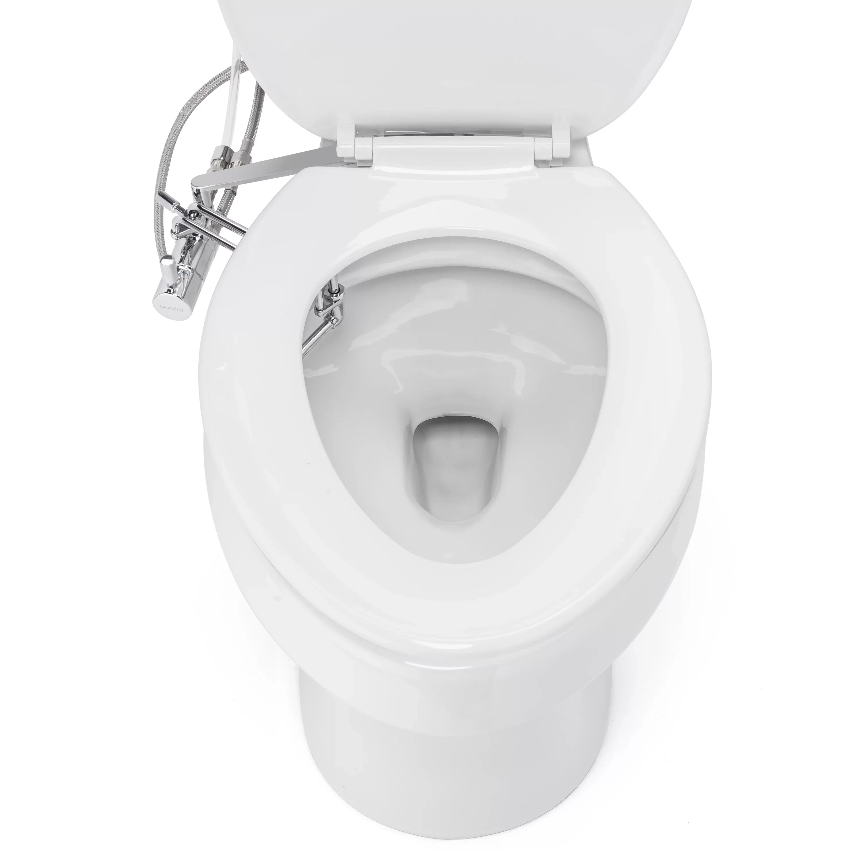 Brondell Side-Mounted All Metal Attachable Bidet with Adjustable Spray Wand, Dual Temperature in Silver
