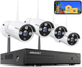 3MP Wireless Security Camera Systems No Hard Drive, SMONET 4PCS 8 Channel WiFi Surveillance NVR Kits, Indoor Outdoor CCTV Cameras,P2P CCTV Camera System,Night Vision,AI Human Detection with Audio