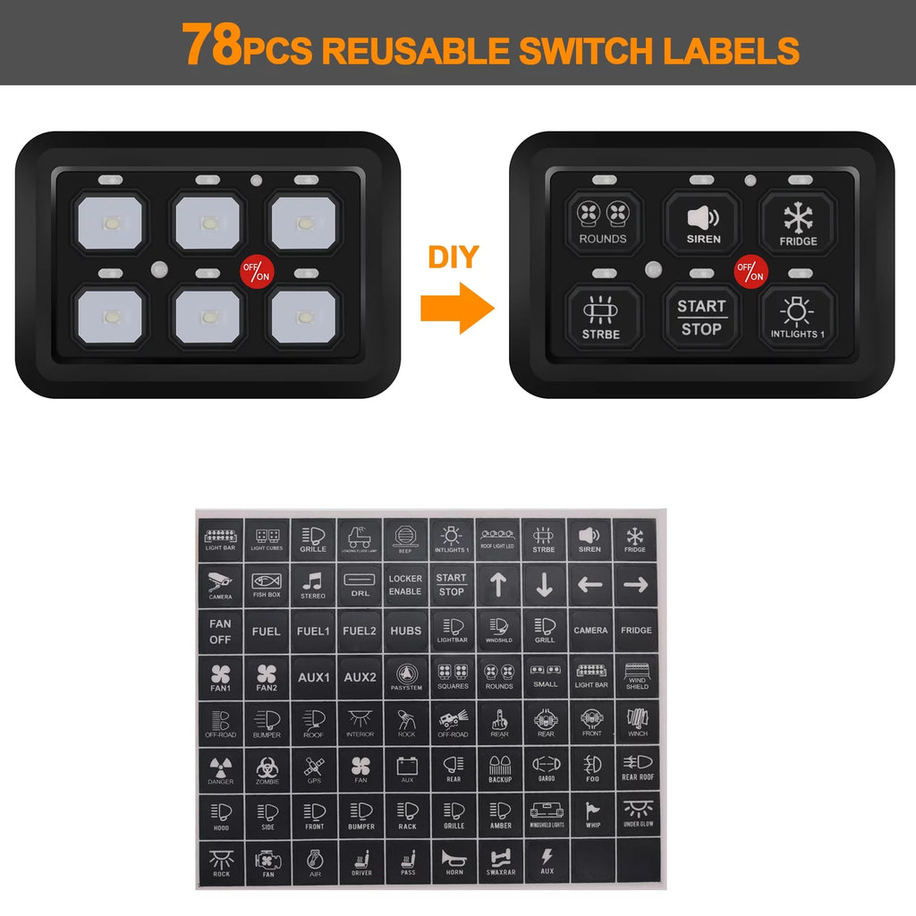Geloo 6 Gang Switch Panel Toggle Switch Pod Multi-Function Offroad Switch Box Blue LED Switch Panel Circuit Control Relay System for Car Truck UTV ATV