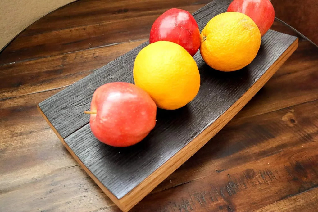 Bourbon Barrel Stave Serving Bowl - American Oak Wooden Fruit Bowl - Wooden Bowls For Decor And Food - Wood Serving Decoration And Display For Kitchens & Home (Char Finish)