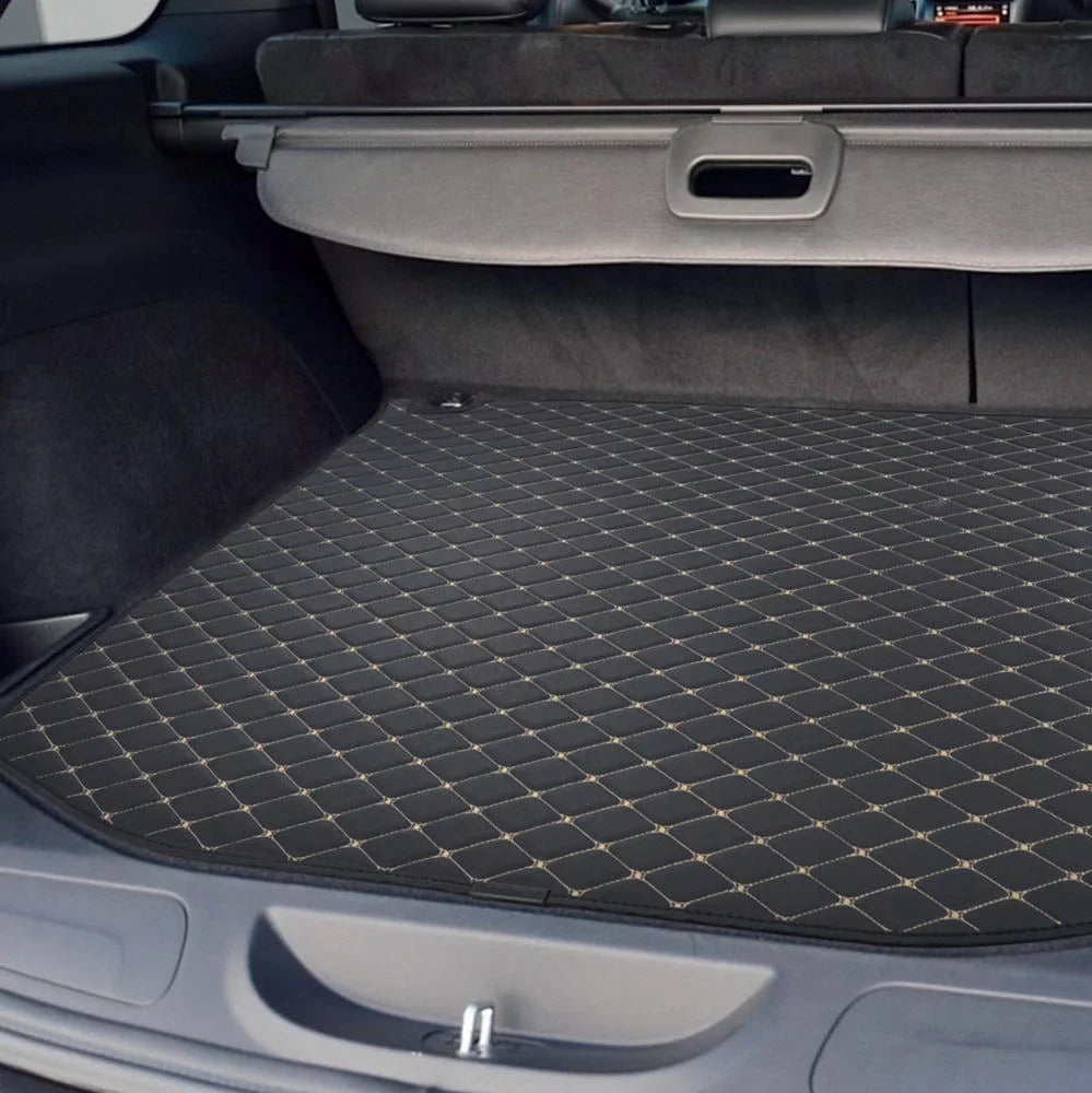 Motor Trend Leatherette Trunk Custom Fit Mat Cargo Liner - Luxury Padded PU Leather - For Jeep Grand Cherokee 2014 - 2016