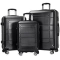 AEDILYS 3 Pcs Hardside Luggage Set, with TSA Lock and 20"/24"/28" Luggage Bags, Black