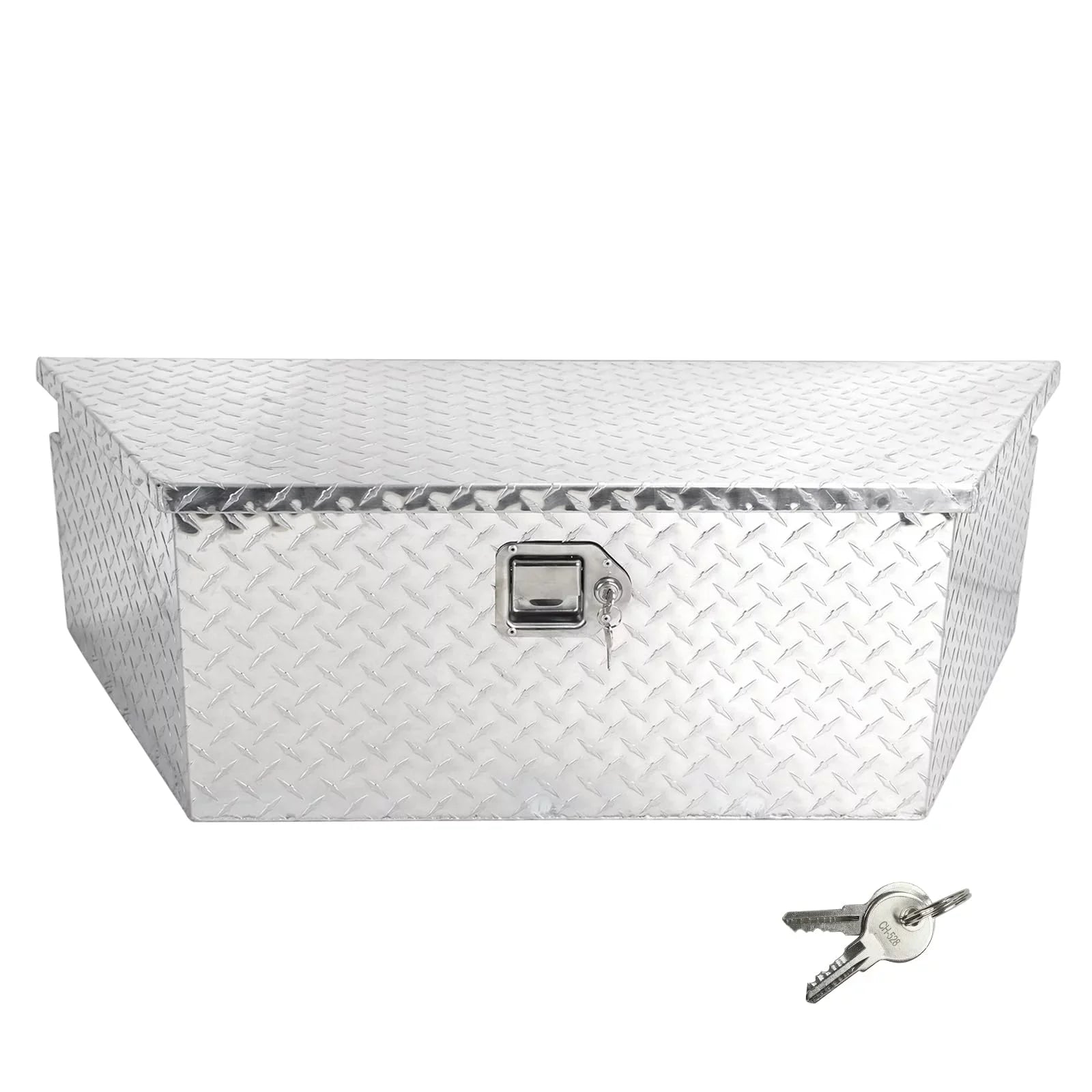 Confote Heavy Duty Aluminum Diamond Plate Trailer Tongue Box with Lock and Keys for Secure Tool Storage on Your Trailer, Silver,39 x 16.5 x 12 Inches