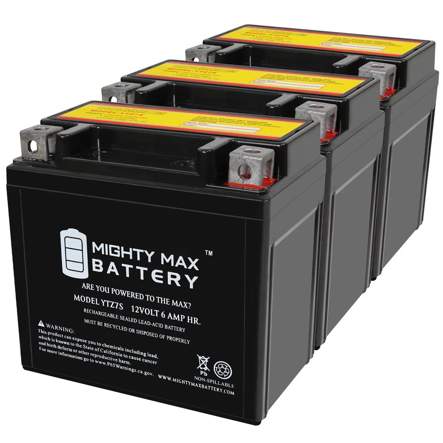 YTZ7S 12V 6AH Replacement Battery compatible with Protek YTZ7S - 3 Pack
