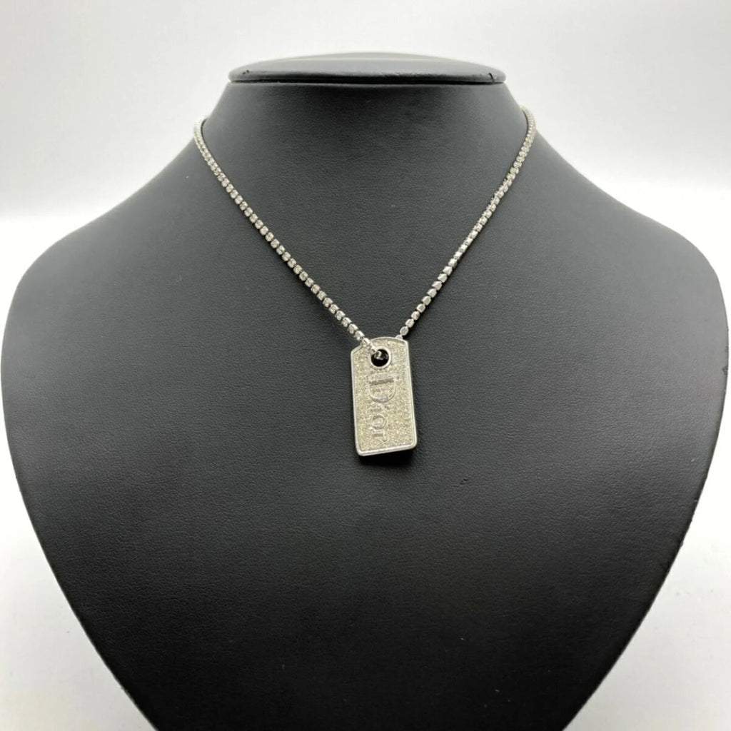 Pre-Owned Christian Dior Necklace Plate Rhinestone Silver Color Women's IT1TZZH18V36 (Good)