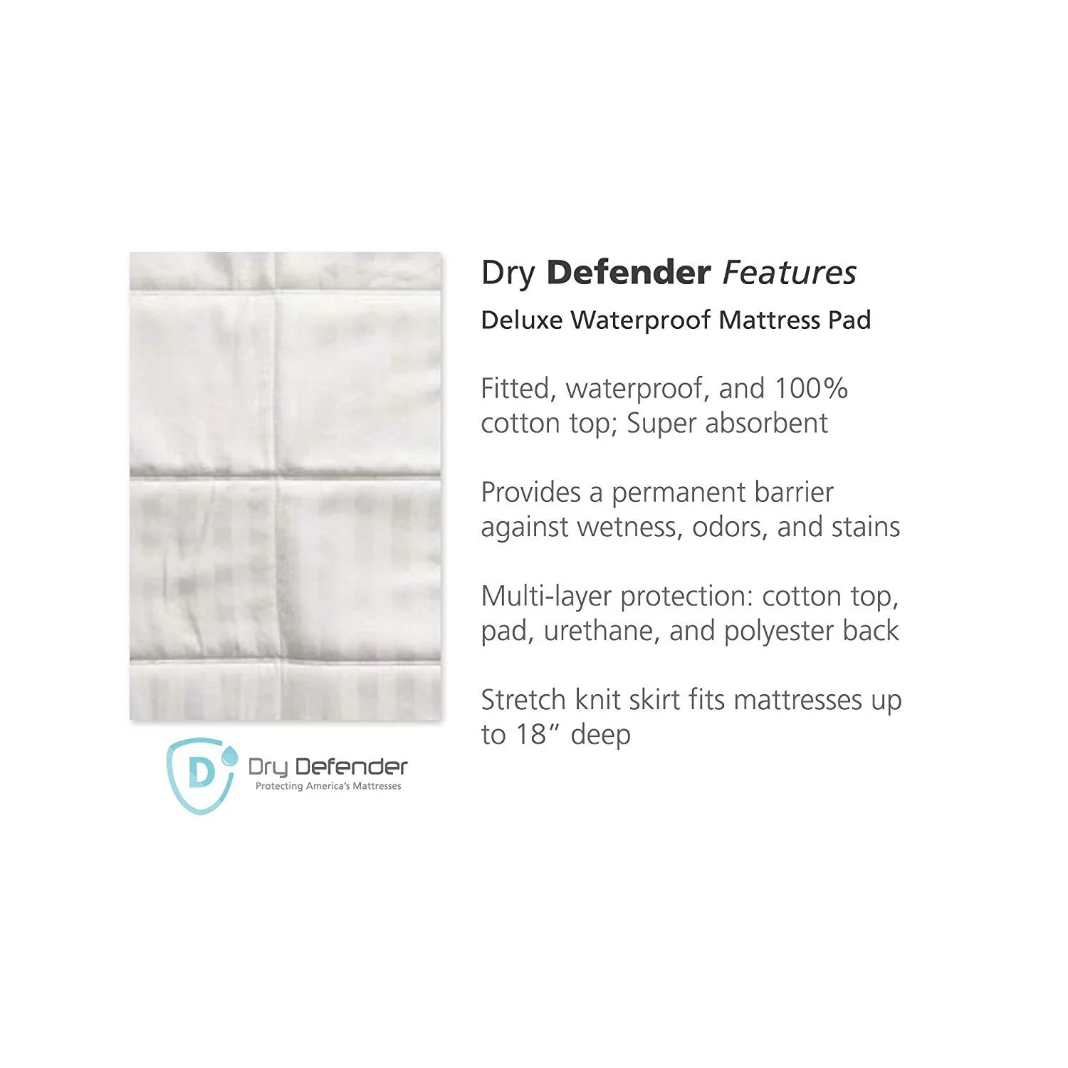 Dry Defender Sateen Cotton Top Liquid Mattress Pad - Twin Size