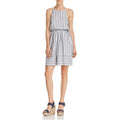 Aqua Womens Striped Fit & Flare Dress, Blue, Small