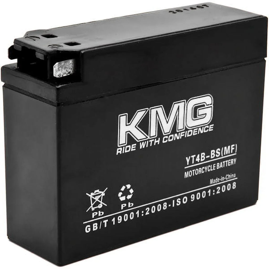 KMG YT4B-BS Sealed Maintenance Free 12V Battery High Efficiency SMF OEM Replacement Powersport Motorcycle ATV Scooter Snowmobile Liquid
