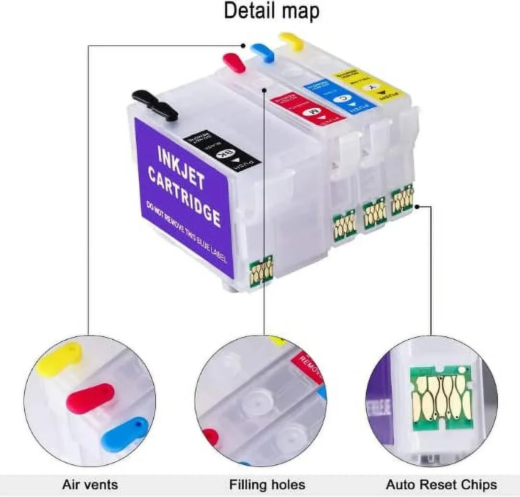 Conversion Pigment, Dye, Sublimation Ink Cartridges Empty Ink Cartridge with Single-use Chip for Epson 212XL 212 XL Fit for XP-4100 4105 WF-2830 WF-2850 Printer DTF Printing