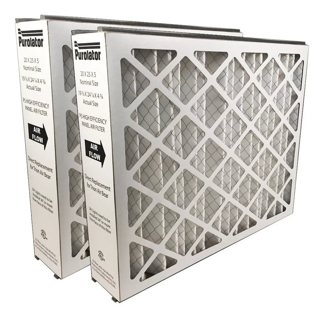 16X25X5 P5-Merv 13 Purolator High End Filter, Replacement for Trion Air Bear, Nominal Size 16" W x 25" H x 5" D, Actual Size 15-11/16”W x 24-3/16”H x 4-15/16”D (2-pack)
