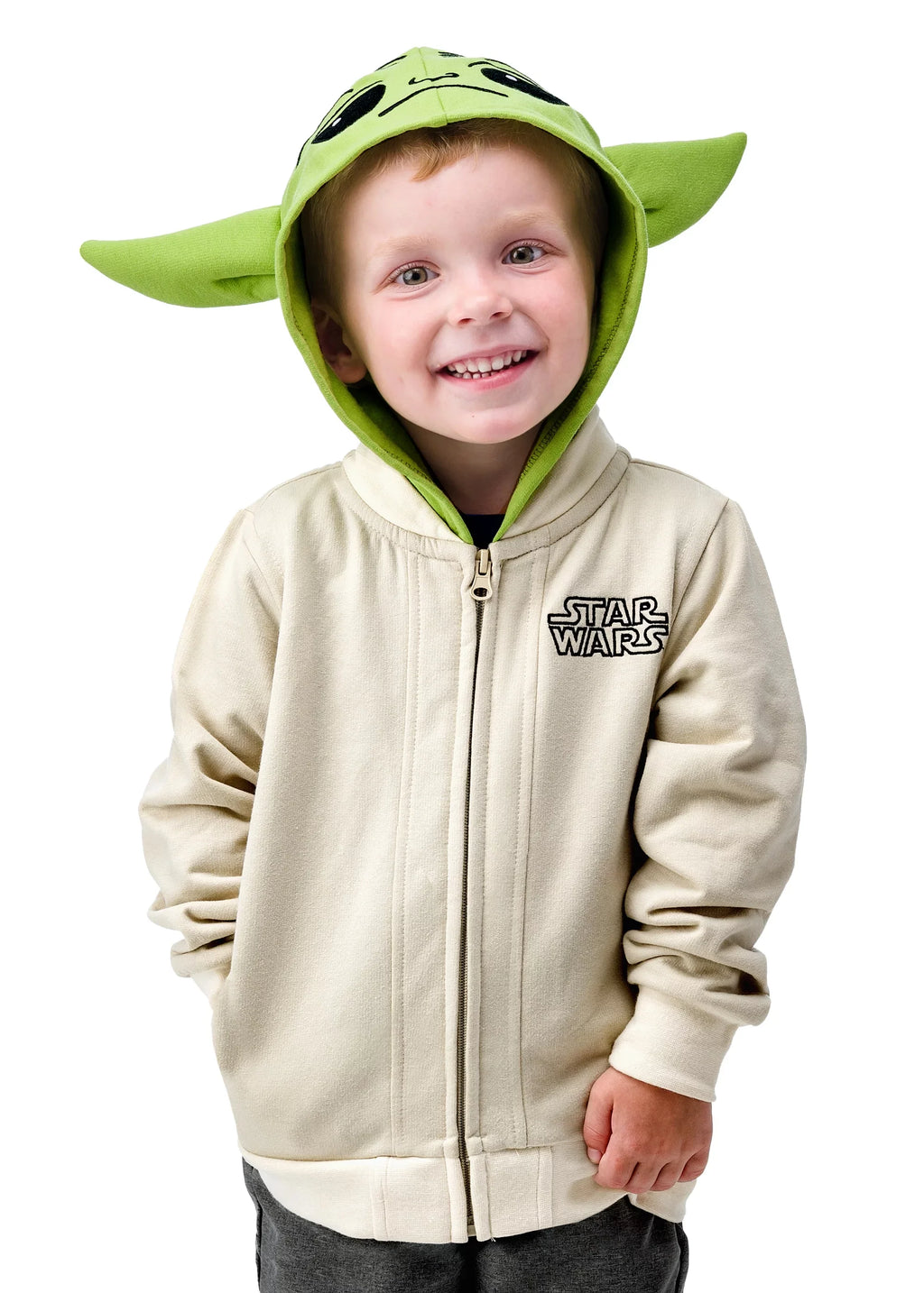 STAR WARS The Mandalorian Baby Yoda Sublimated Costume zip up Hoodie w/ Mask for Youth Kids - X-Large