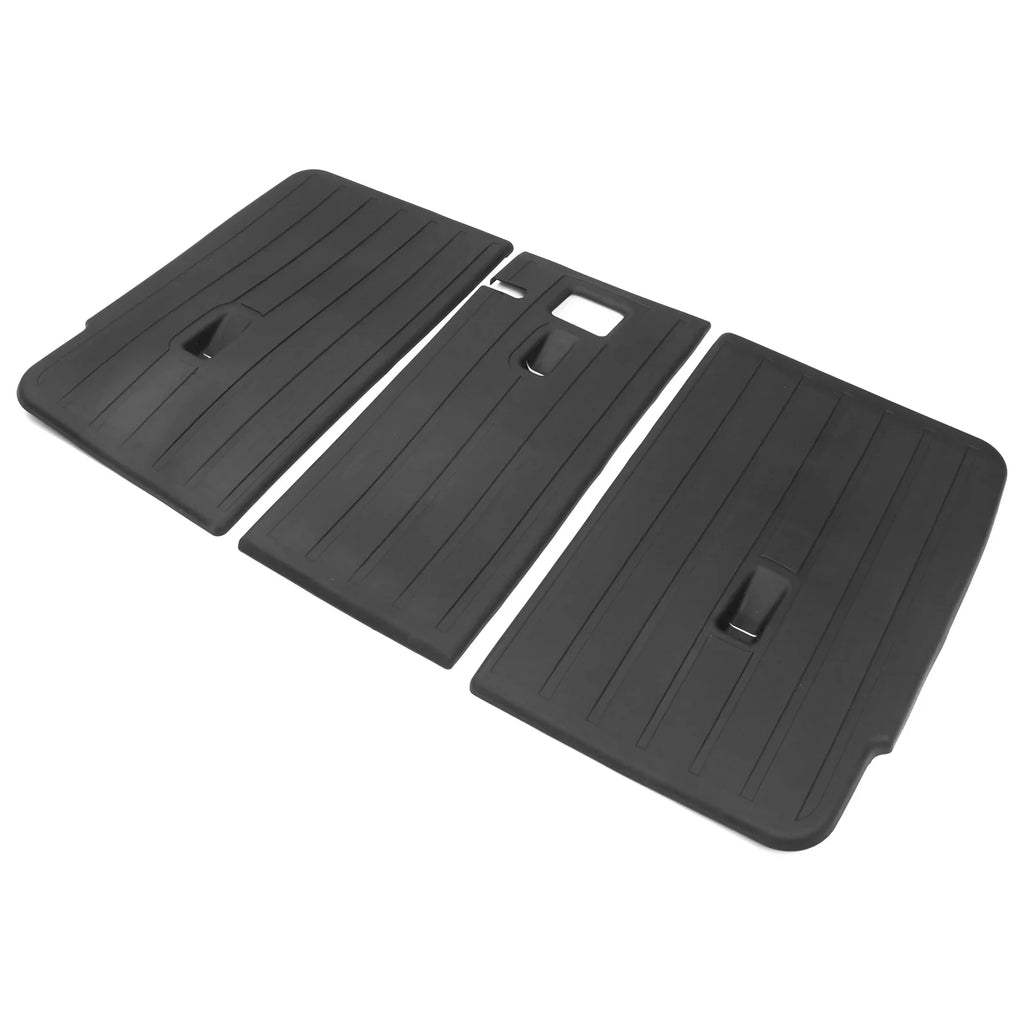 Ikon Motorsports Trunk Mats + Protector Backrest Covers Compatible with 2020-2023 Tesla Model Y Black Injection TPE All Weather Liquid Anti-Slip Frunk Trunk Under Cargo Storage Liner Mat