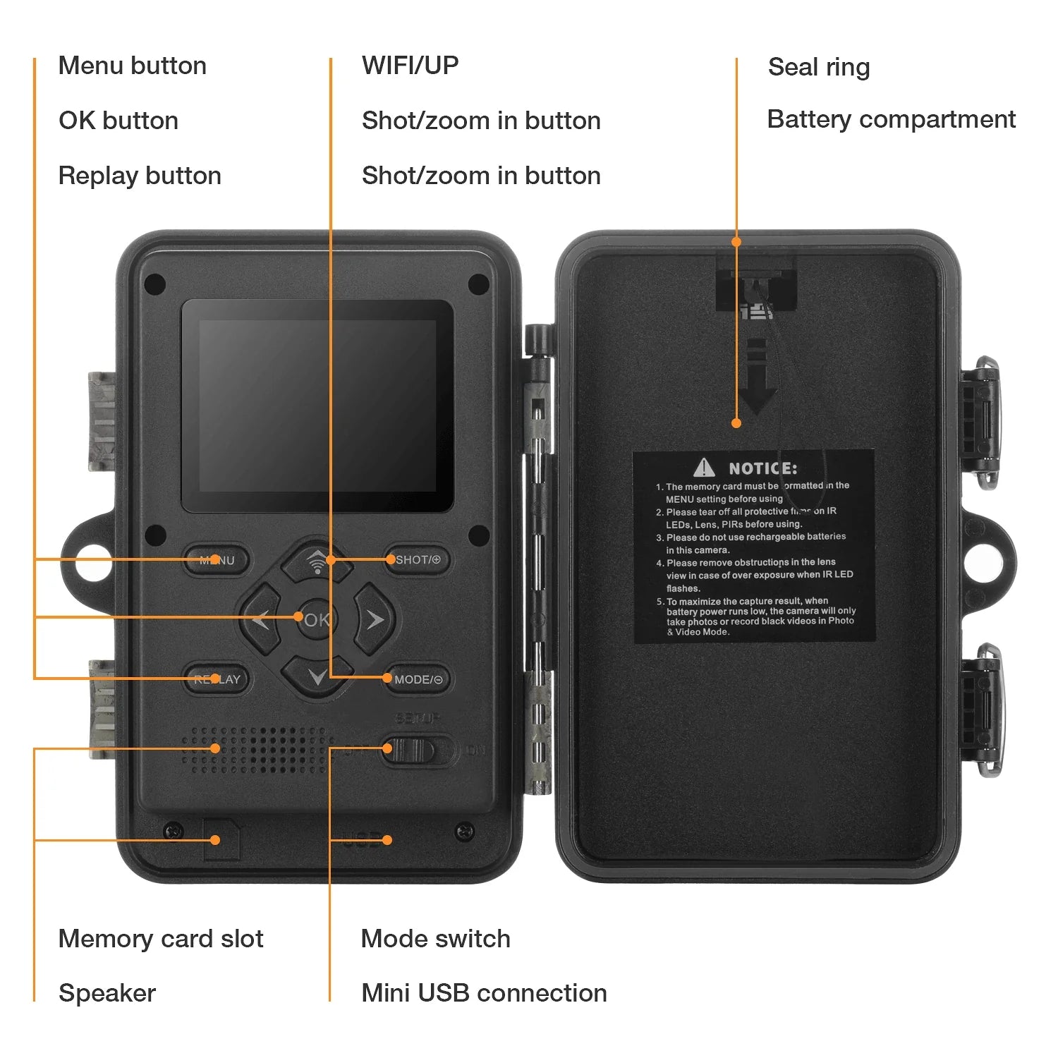 CAMPARK H80 WiFi Bluetooth Trail Camera 20MP 1296P Game Hunting Camera with Nigth Vision Fluid