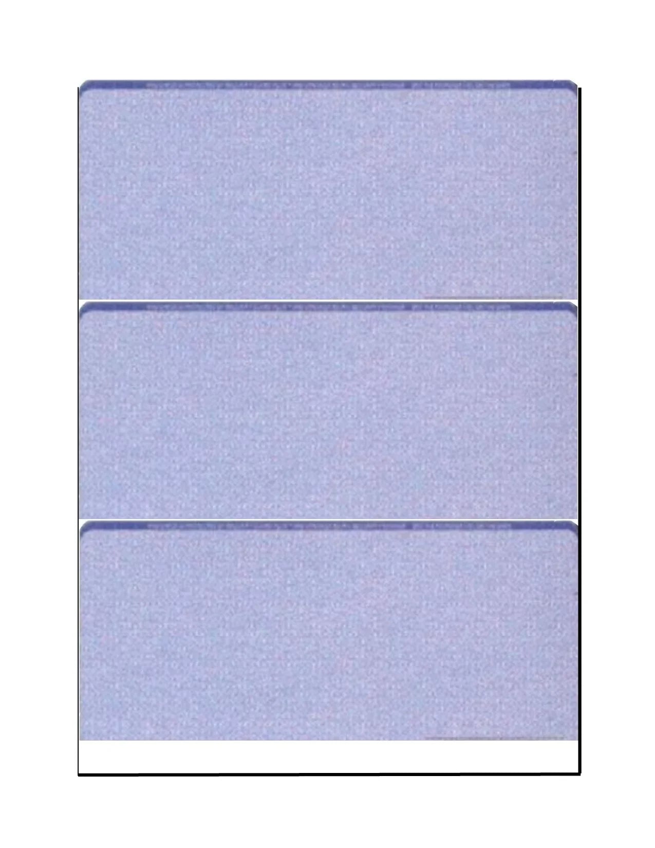 Zapco High-Security Check Paper, Blue w Complex Background Pattern, 8-1/2" x 11", Microperfed with 3-Up Checks, 12 Security Features - PACK OF 100 SHEETS
