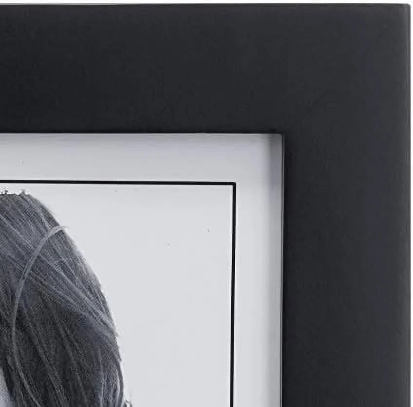 5X7 Picture Frame - Wide Real Wood Molding, Real Glass - Black
