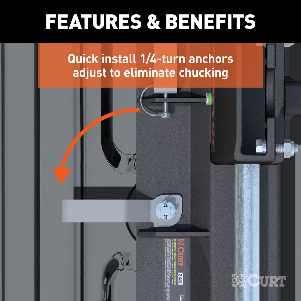 CURT 16678 Q24 5th Wheel Slider Hitch, 24,000 lbs, Select Ford F-250, F-350, F-450, 6.75-Foot Bed Puck System