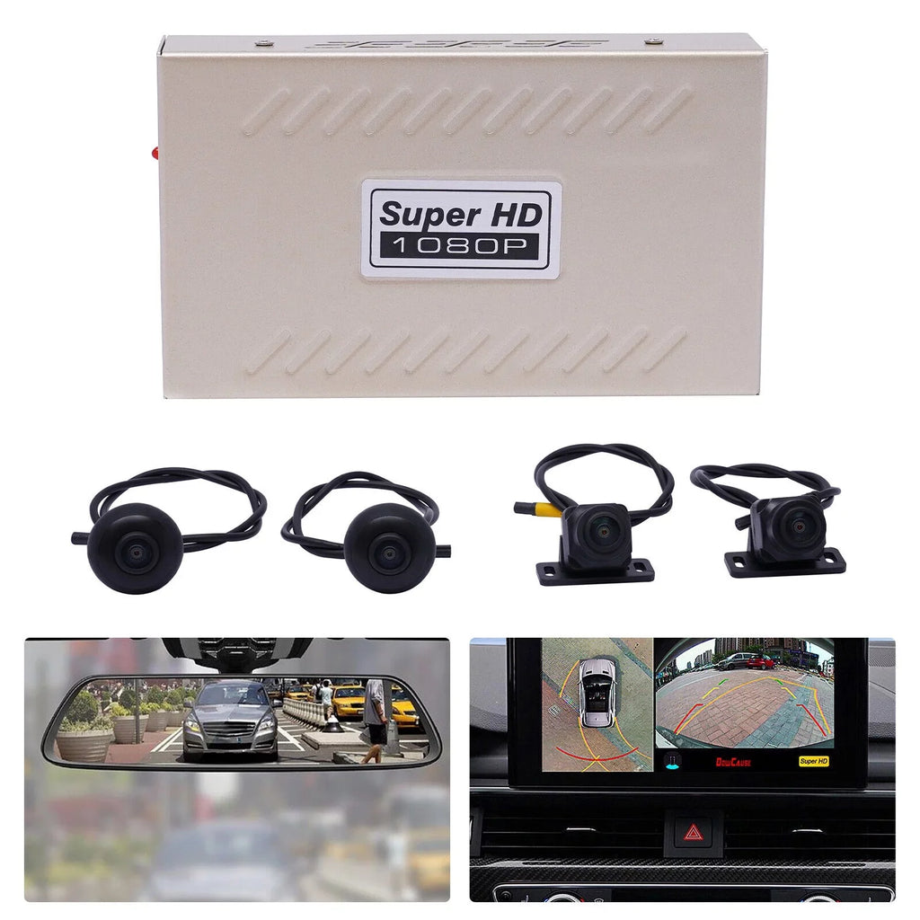 360° Night Vision Recorder Super Night Vision Car Camera Parking Monitor, Car DVR Recorder Seamless Bird View Panoramic System 4-Camera HD Kit