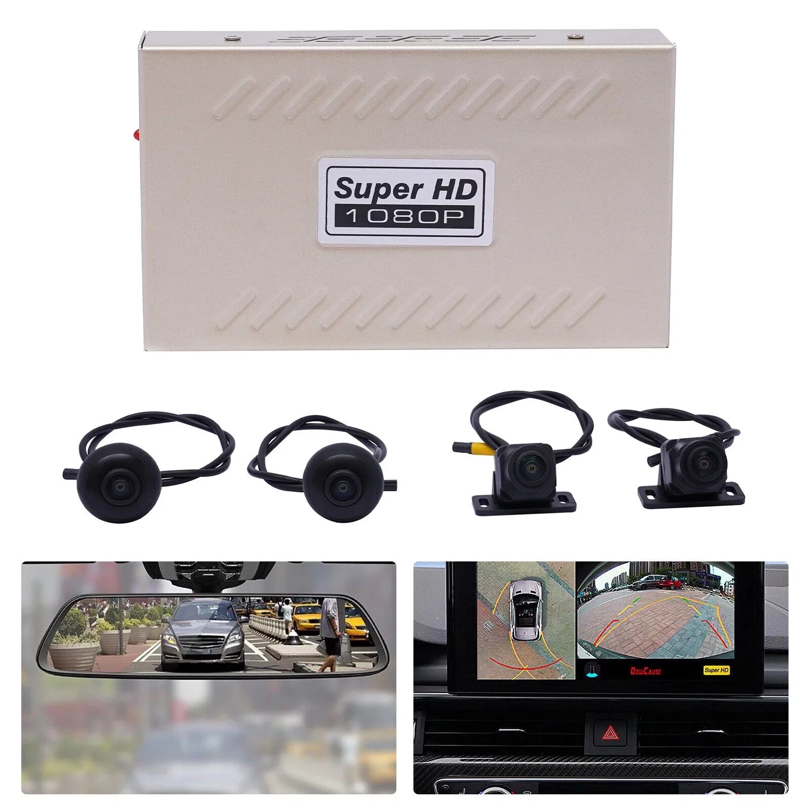 360° Night Vision Recorder Super Night Vision Car Camera Parking Monitor, Car DVR Recorder Seamless Bird View Panoramic System 4-Camera HD Kit