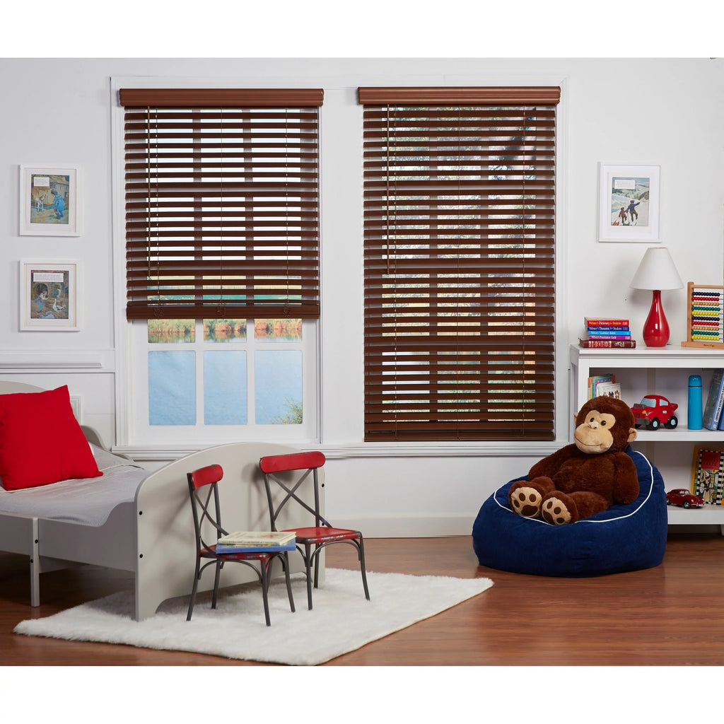Regal Estate 64-inch Dark Oak Cordless Faux Wood Blind Custom 29.5 x 64