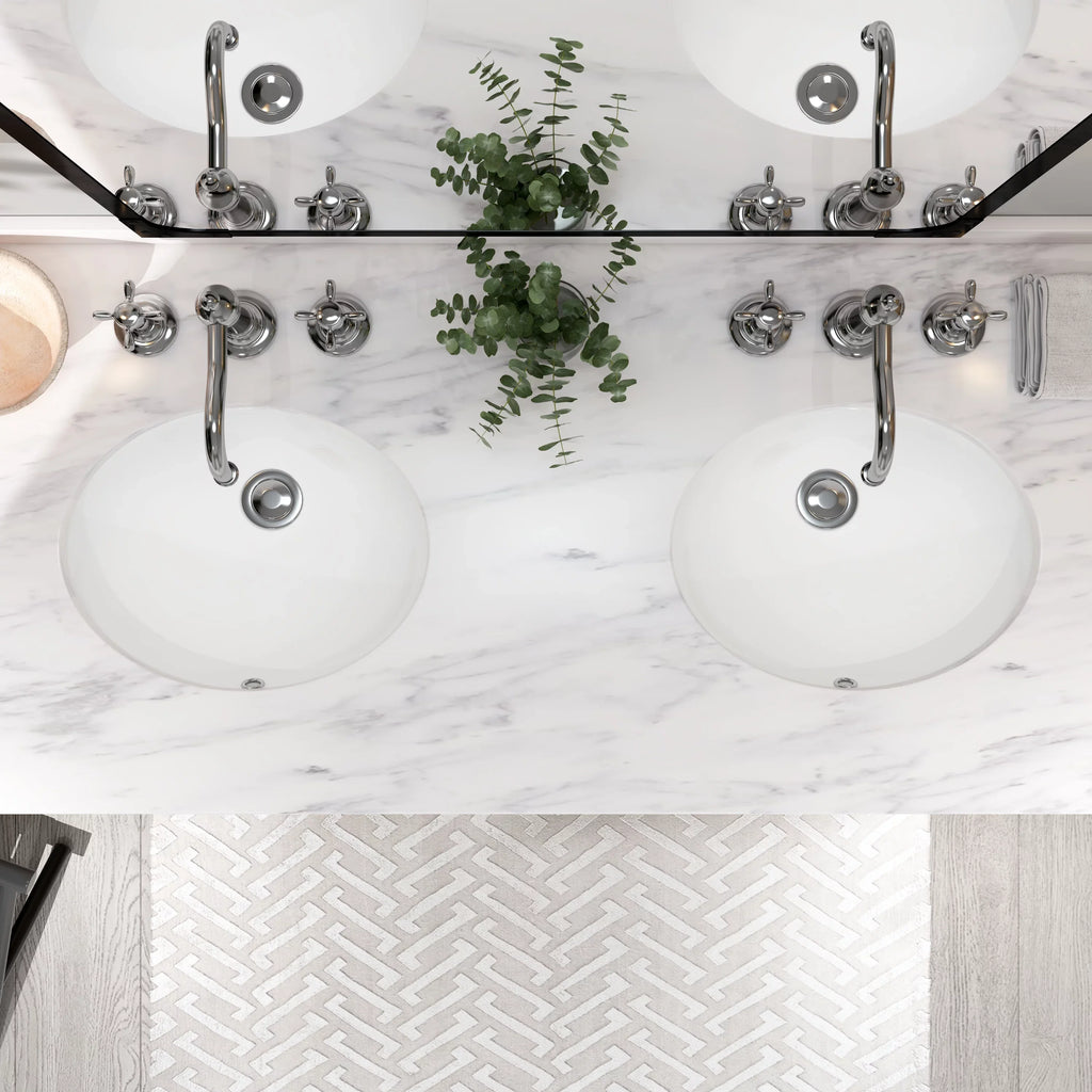 MEJE 17"x14" Oval Shape Undermount Bathroom Vessel Sink , Ceramic White Sink Glossy Finished