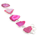 Pink Botswana Agate Gemstone Handmade Ethnic Gifted Bracelet Jewelry 7-8" SR 212
