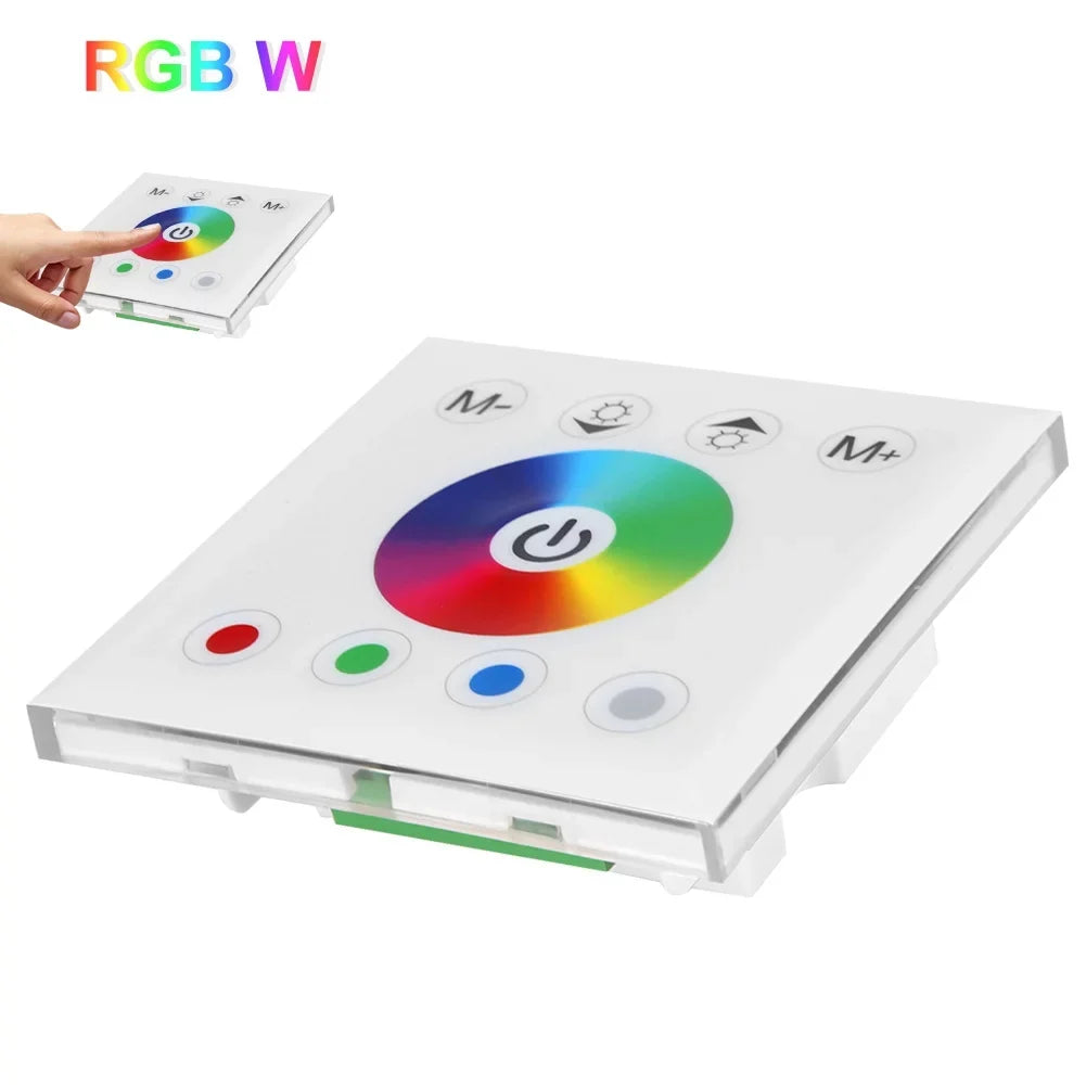 Dingln Wall Mounted Colorful RGBW LED Touch Panel Controller Dimmer Switch For Strip Light White