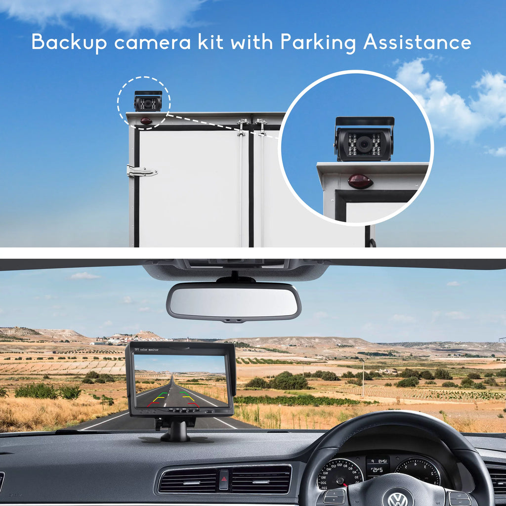Toguard Reversing Camera Kit, 7'' Car Backup Camera with IR Night Vision for Cars Trucks Van Large Vehicles