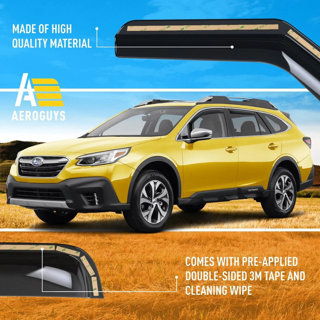 AEROGUYS In-Channel Window Deflectors Extra Tough Window Visors Rain Guards Fit for Subaru Outback 2020-2024, Sun Visors, Wind Deflectors, Vent Visors, Car Accessories - 4pcs. AG0268
