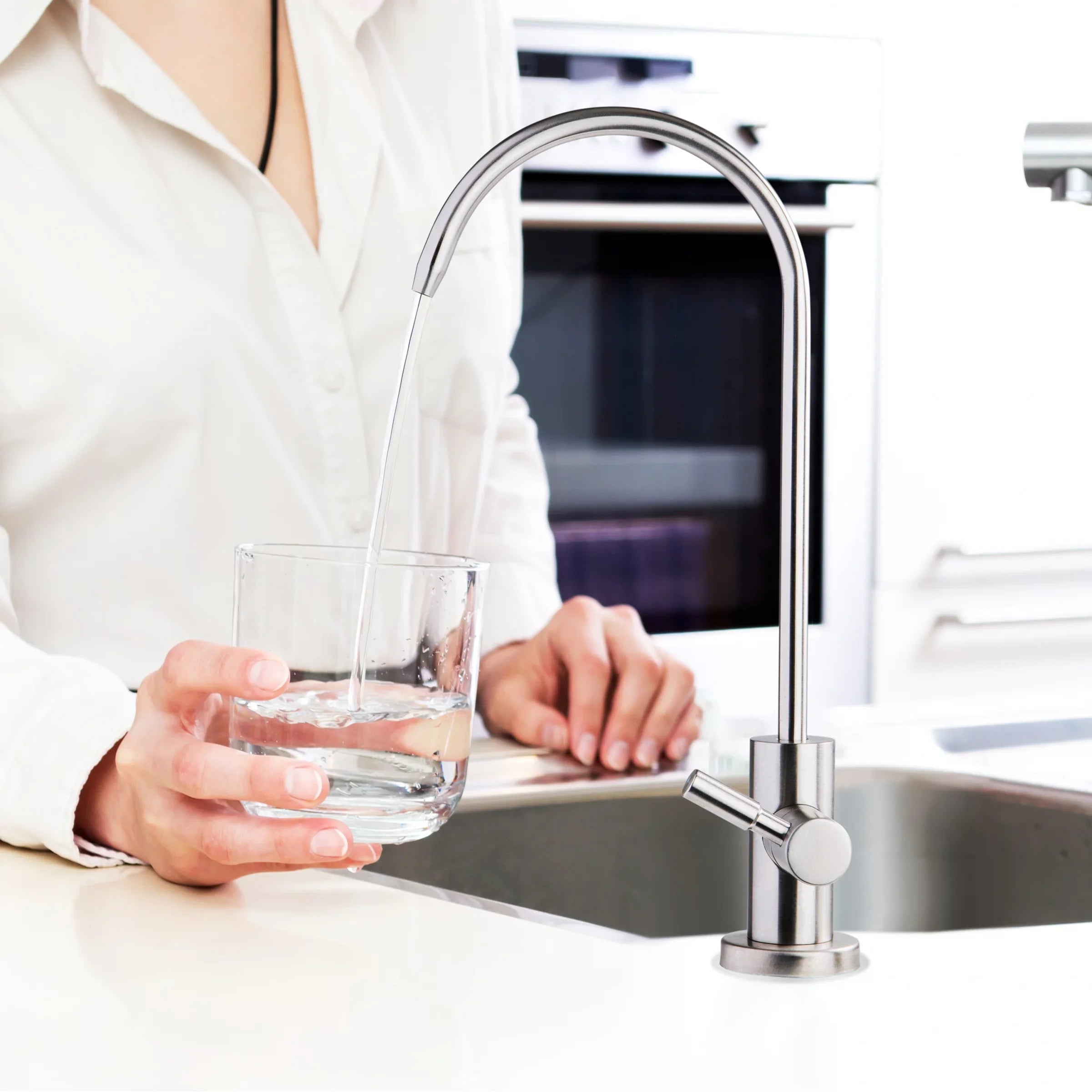 iSpring GA1-SS Premium Stainless Steel Drinking Reverse Osmosis Fluid Filtration Systems, 100% Lead-Free RO Faucet, Brushed Nickel