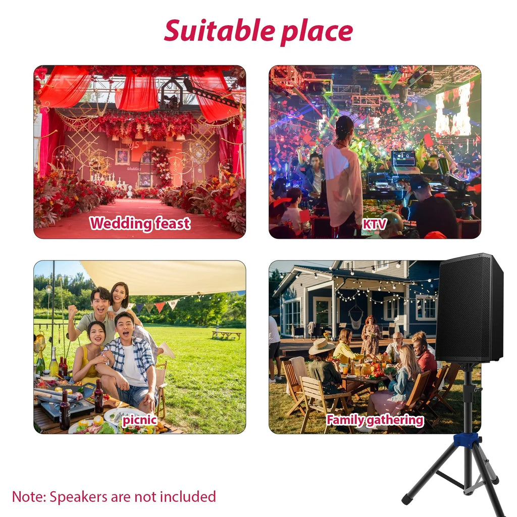 Bisofice Speaker Stand for Studio Speaker, Adjustable Height Tripod Stand with Non slip Base, Heavy Duty Bracket for Surround Sound Efficiency