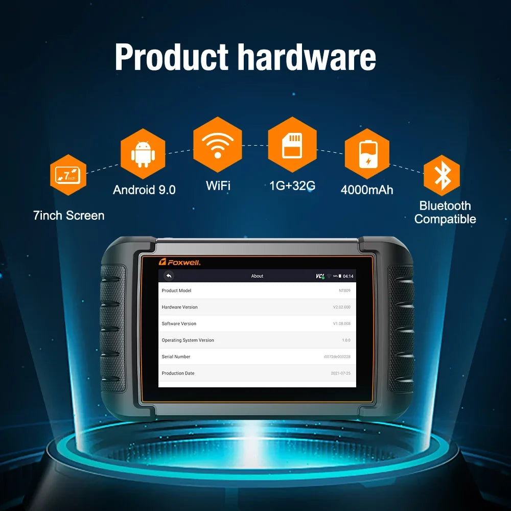 FOXWELL NT809 Advanced Bidirectional Scan Tool OBD2 Scanner Scan All Systems 30+ Reset Services Car Code Reader ABS Bleeding Oil Reset Car Scanner Automotive Scanner Auto Diagnostic Tool