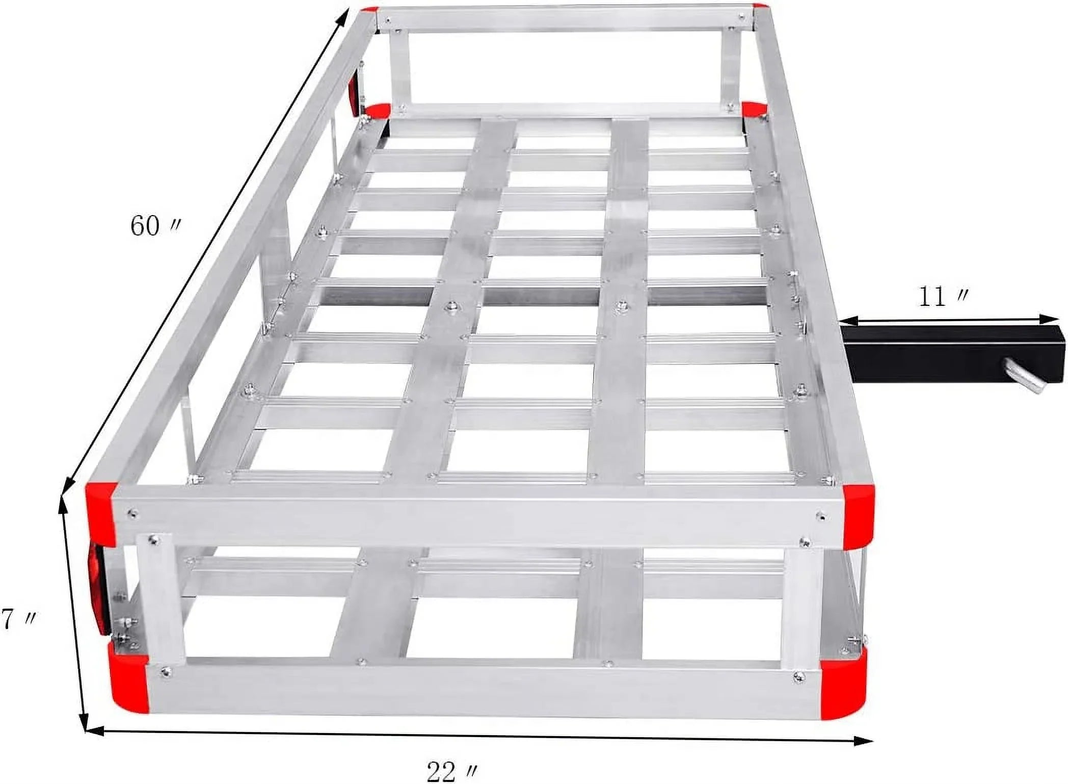 Hitch Cargo Carrier, Aluminum Trailer Hitch Cargo Carrier Fits 2” Receiver, 60” x 22” x 7” Mount Luggage Rack, Vehicle Cargo Basket for SUV, Truck, Car, 500LBS Capacity