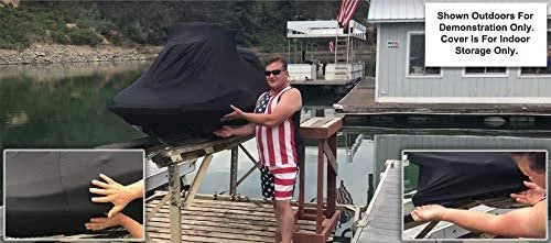 Indoor Jet Ski Cover for SEA DOO GTI 2006-2007 - Black Satin - Ultra Soft & Stretchy - Protects from Dust & Dings Inside! Includes Storage Bag - Indoor ONLY