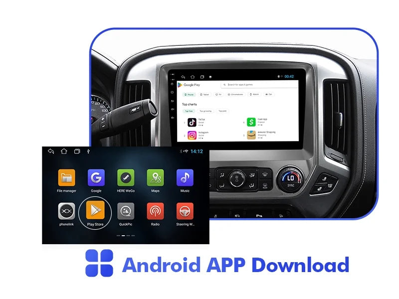 2+32G Android 10 Double Din Car Stereo for Chevrolet Silverado/GMC Sierra 2014-2018 with 10.1 Inch Monitor Radio Built-in Wireless Carplay/Android Auto/GPS/Bluetooth/FM/Backup Camera