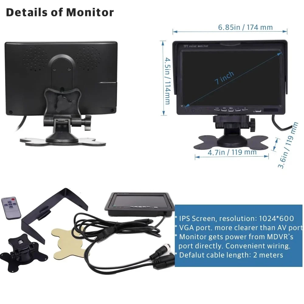 JOINLGO 4-CH WiFi GPS 1080P Truck Camera System Real-time Lopp Video Record Video, Remote View on APP/Web, Fluid 120 Large View Angle Camera for Van RV Bus