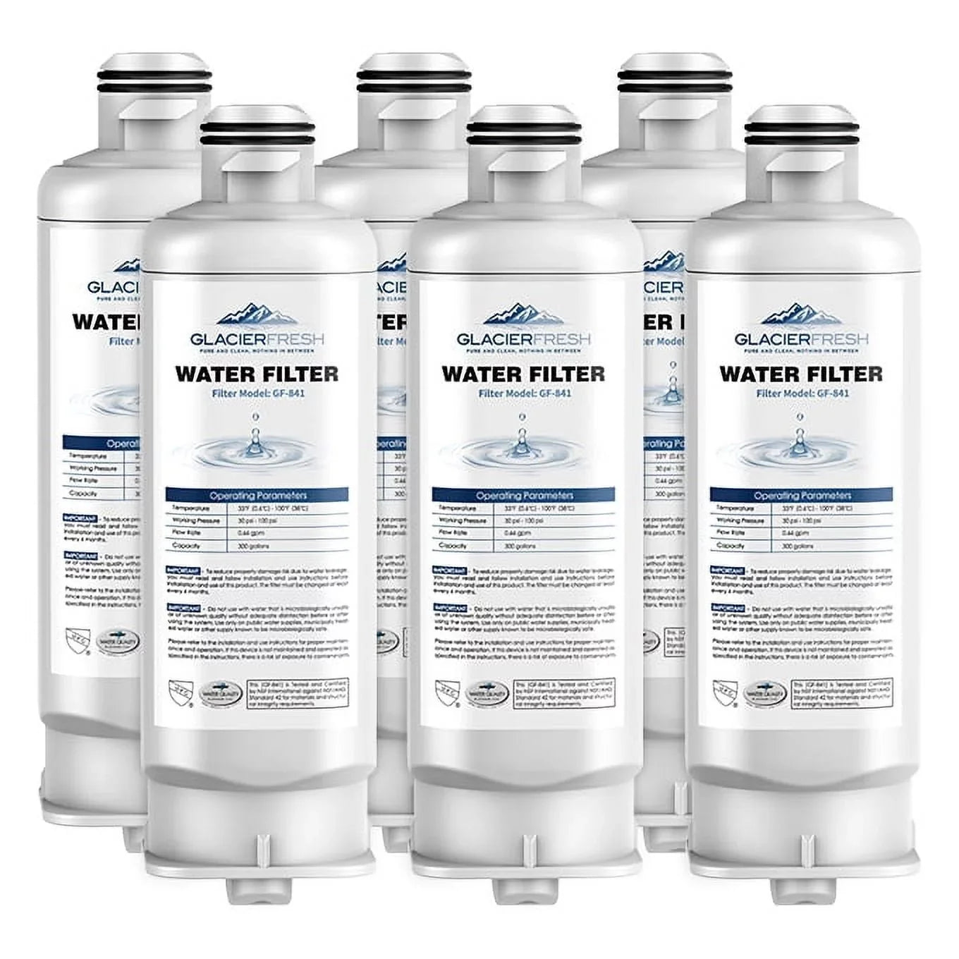 GLACIER FRESH DA97-17376B HAF-QIN Refrigerator Filtered Fluid Filter Replacement for HAF-QIN/EXP, DA97-08006C, RF23M8070SG, RF23M8070SR, RF23M8090SG, RF23M8090SR (6Pack)