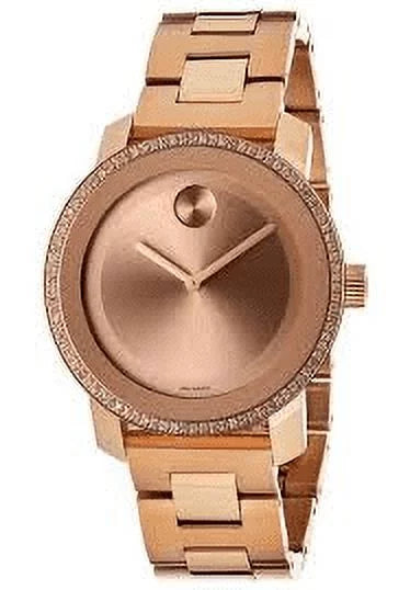 Movado Bold Diamond Rose Gold IP Stainless Steel Ladies Watch