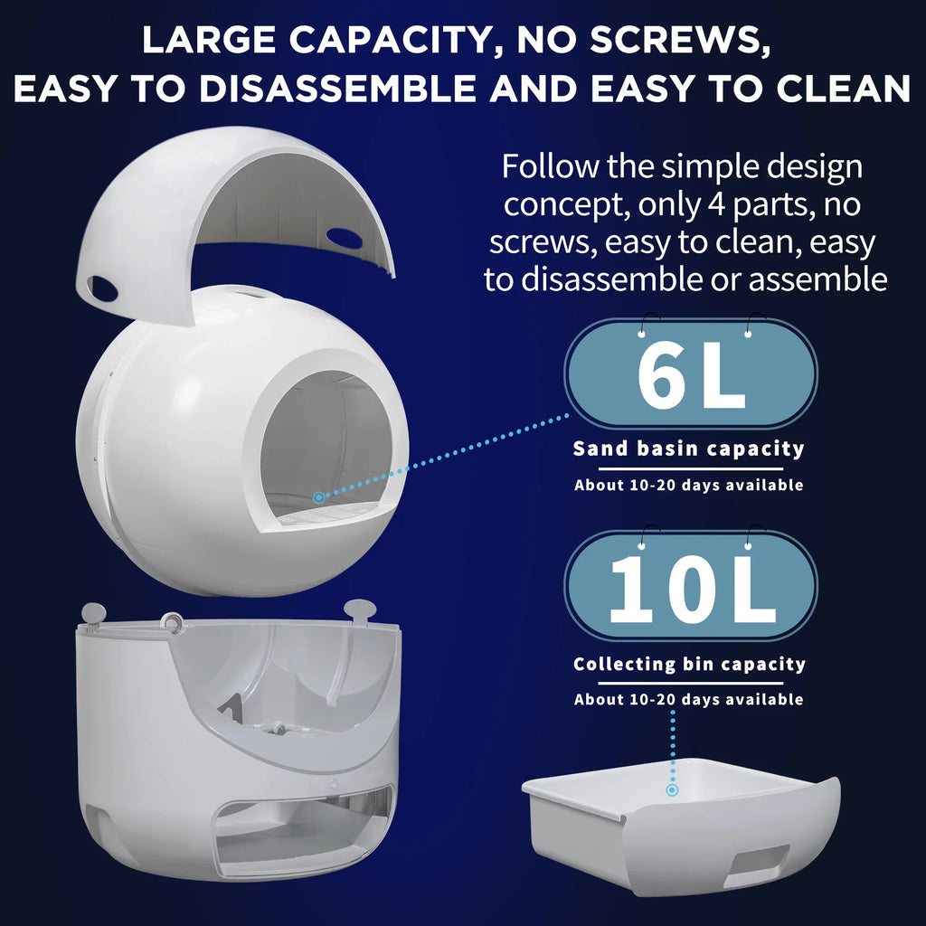 Smart Automatic Cat Litter Box, Self Cleaning Litter Box, App Control, Litter Robot Support 5G & 2.4G WiFi for Multiple Cats
