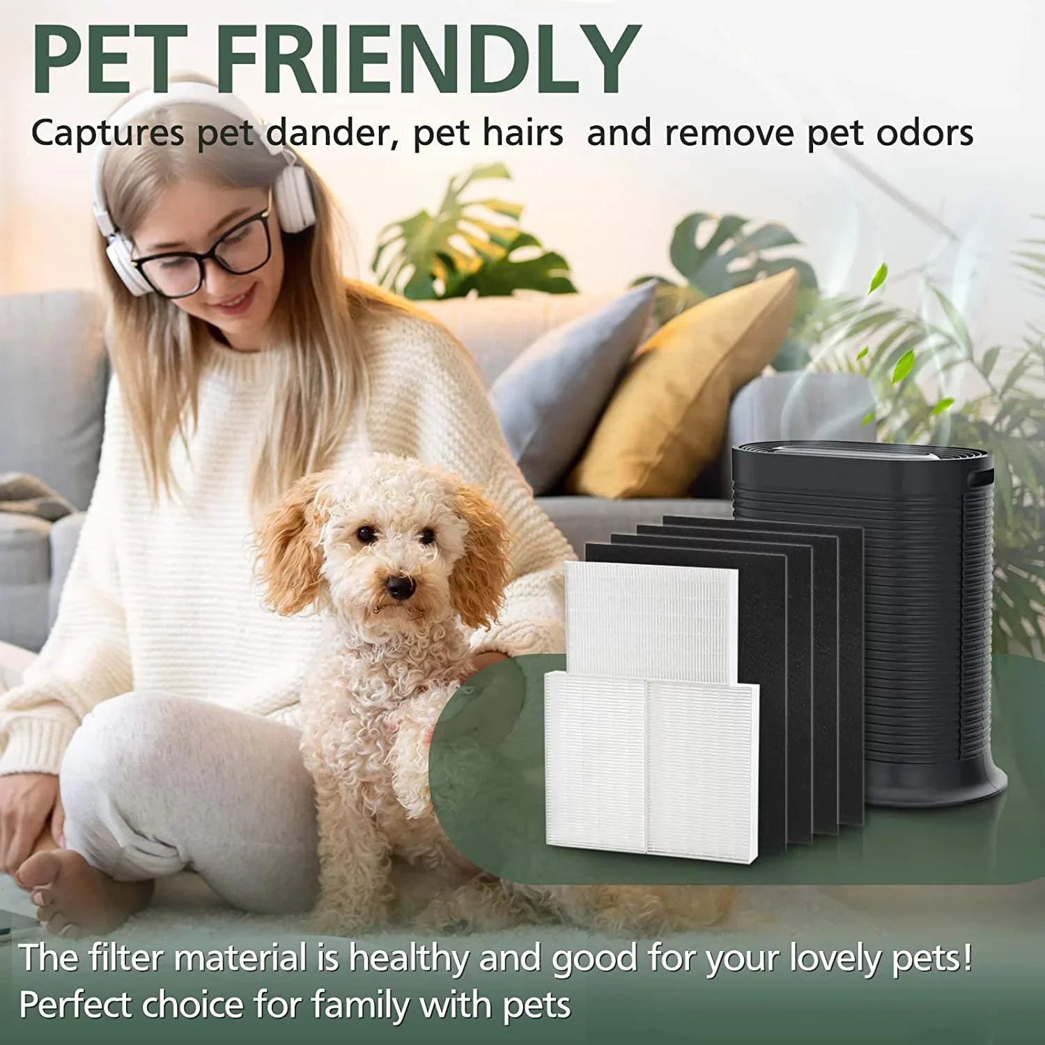 Air Purifier HEPA 13 Filter R, HRF-R3 Compatible with Honeywell Air Purifier HPA300 3 Pack with 4 Pack Precut Activated Carbon Pre-Filters Replacement HRF-AP1,Home Air Purifier Parts & Accessories