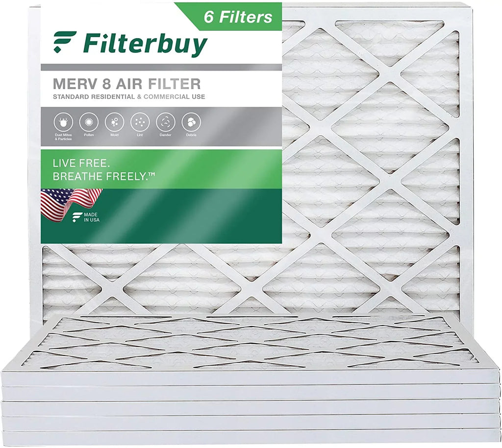 Filterbuy 16.38x21.5x1 MERV 8 Pleated HVAC AC Furnace Air Filters (6-Pack)