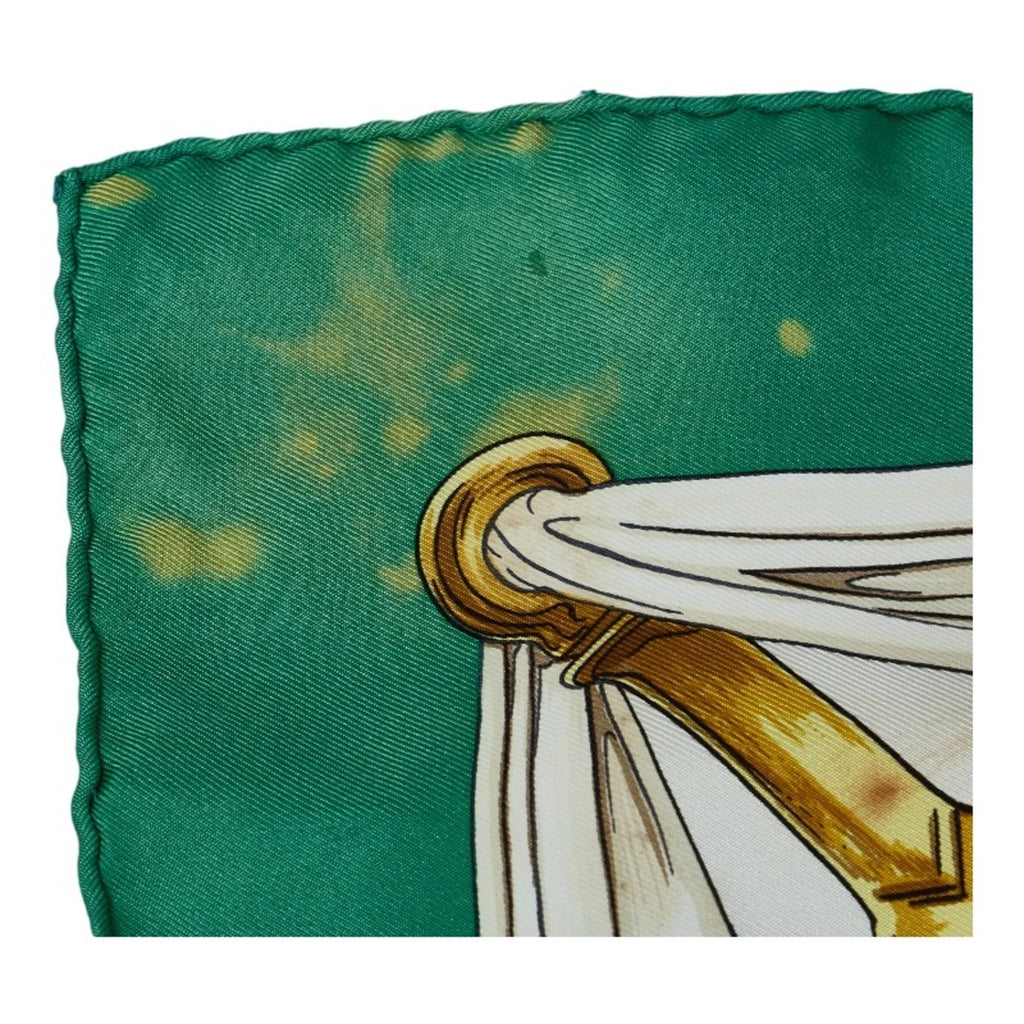 Pre-Owned Hermes Carre 90 ETRIERS Stirrup Pattern Horse Tack Scarf Muffler Green Multicolor Silk Ladies HERMES (Fair)