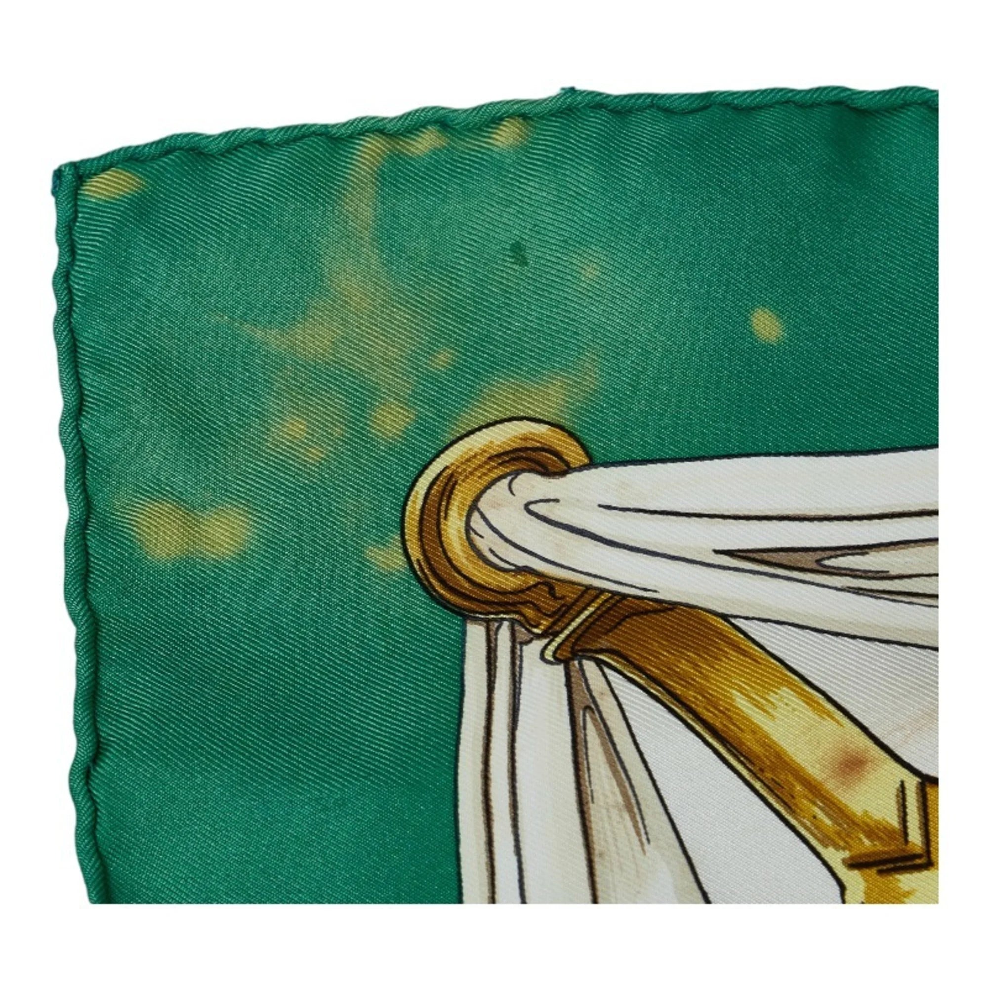 Pre-Owned Hermes Carre 90 ETRIERS Stirrup Pattern Horse Tack Scarf Muffler Green Multicolor Silk Ladies HERMES (Fair)