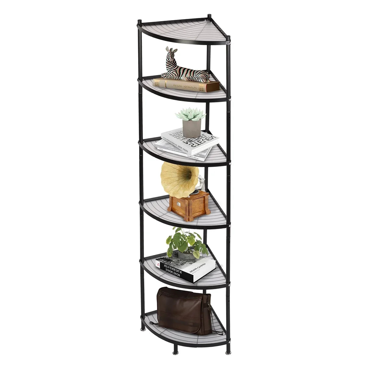 tonchean 6-Tier Carbon Steel Kitchen Corner Shelf Rack Free Standing Pot Rack Storage Organizer