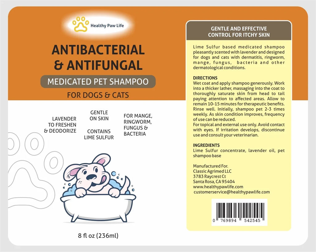 Healthy Paw Life Bundle - 2 Items: Classic's Lime Sulfur Cream (2 oz) and Classic's Lime Sulfur Shampoo (8 oz)