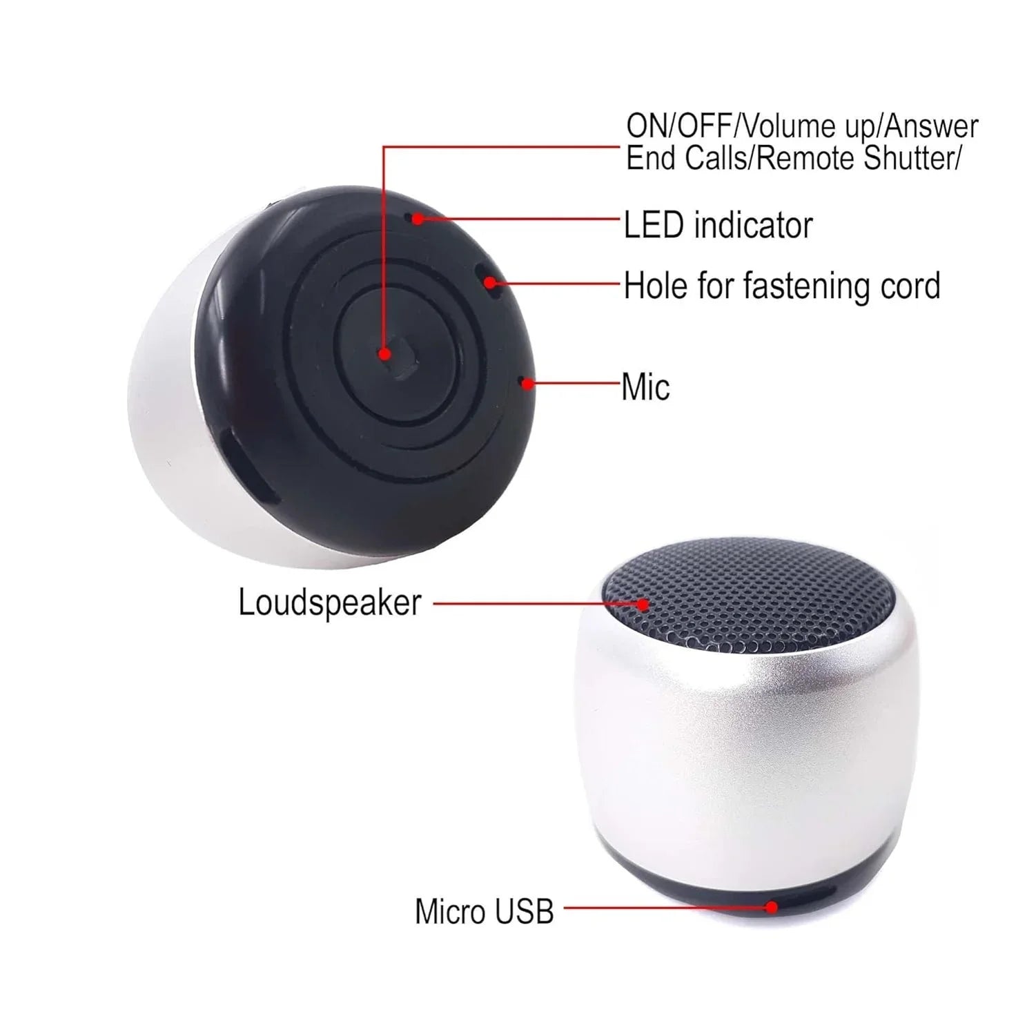 For TCL TAB 10s 10.1/TABMAX 10.4 - Wireless Speaker Mini Hands-free Microphone Audio Multimedia Rechargeable