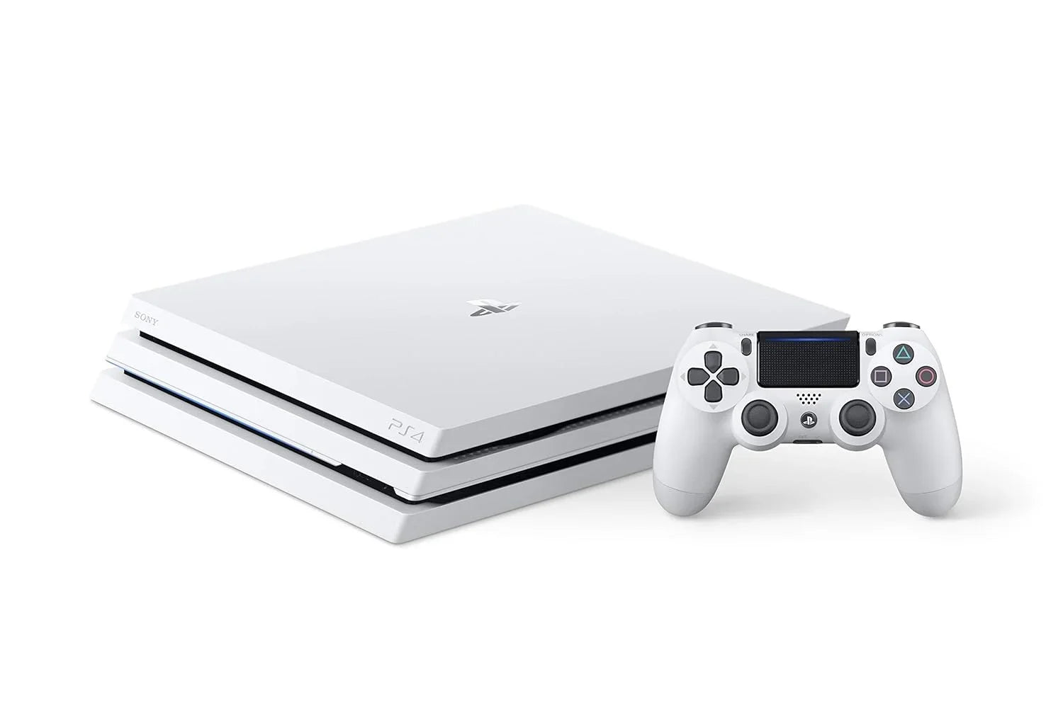 PlayStation 4 Pro 1TB Gaming Console Glacier White Headset 2 Controller With BOLT AXTION Cleaning Kit Bundle Like New