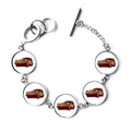 Deep Red Classic Cars Outline Pattern Bracelet Chain Charm Bangle Jewelry
